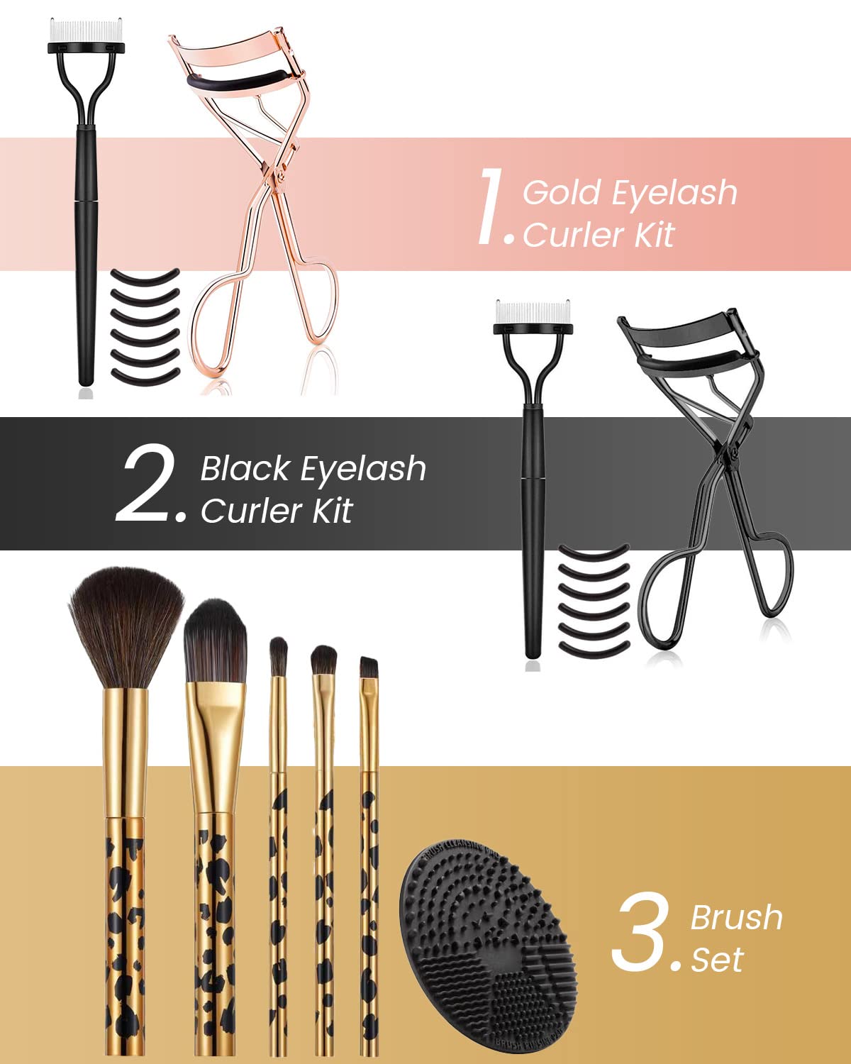 Eyelash Curler Kit Metal Lash Curlers with Eyelashes Separator Comb Tools & 6 Replacement Refill Pads (Black) - Image 7