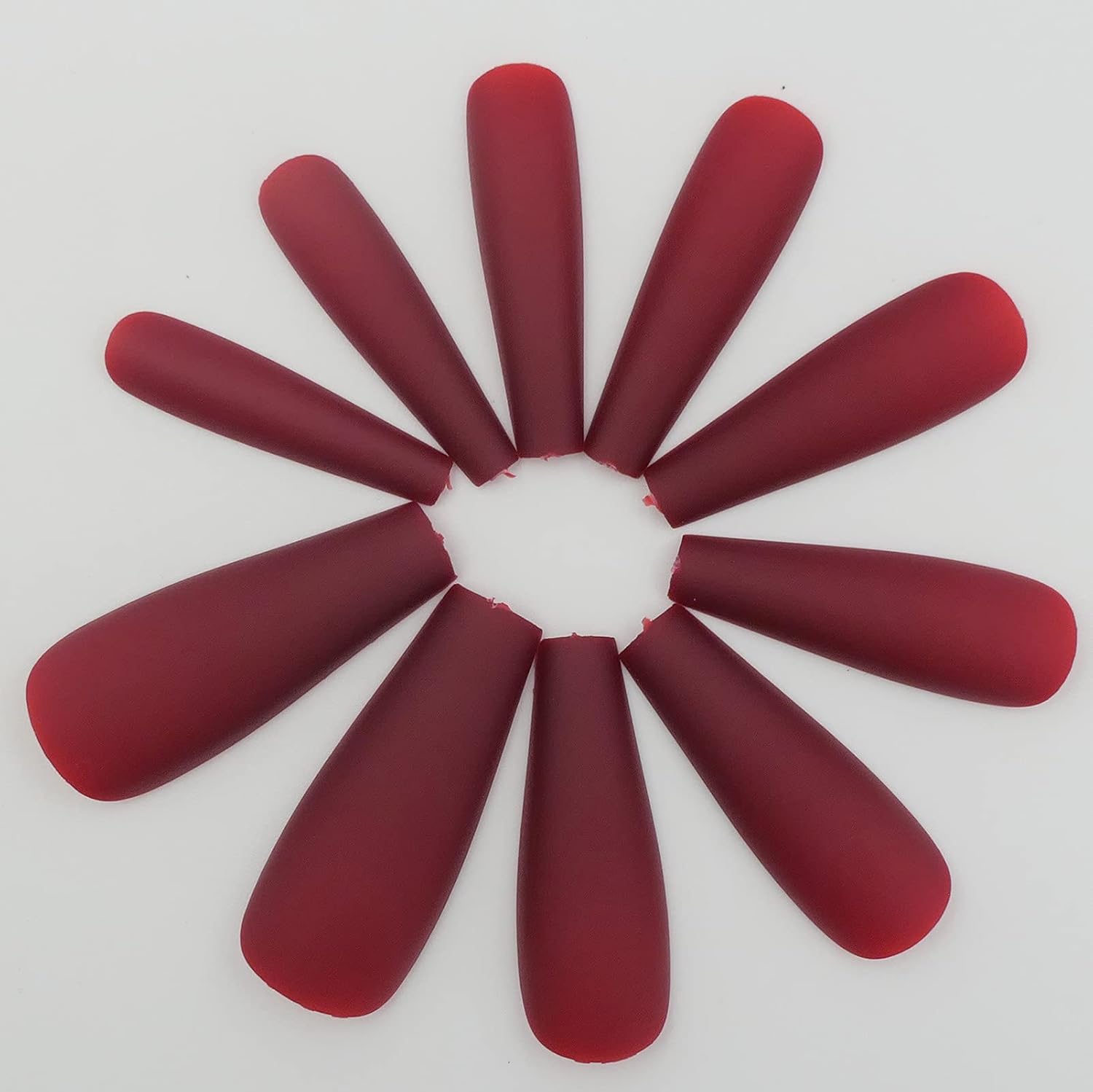 LoveOurHome 100pc Coffin Press on Nails Long Fake Nails Medium Ballerina Acrylic Press on Nail Coffin Nail Tips Matte Burgundy Artifical Nail Full Cover Presson on Fake Fingernails for Women Girls - Image 4