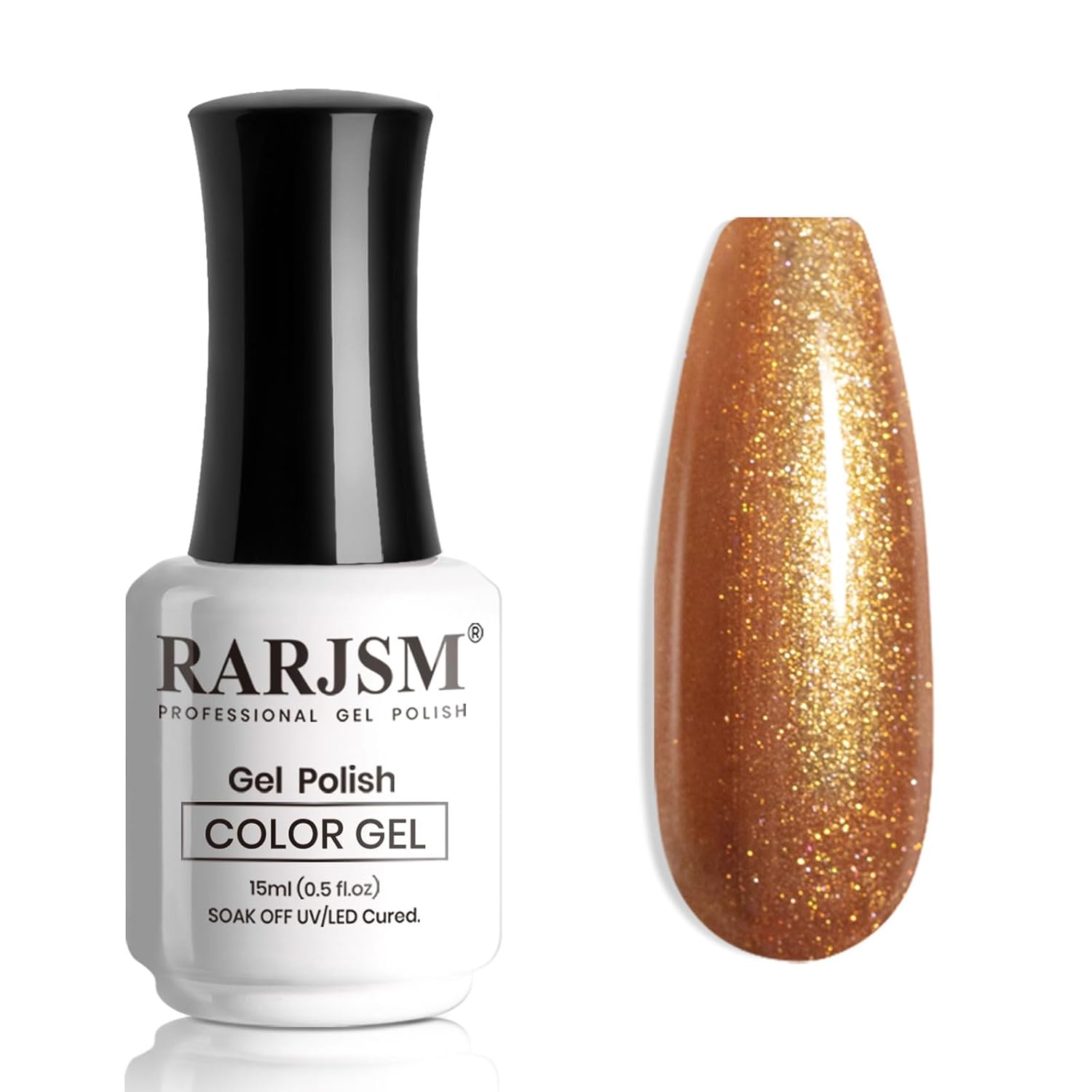 RARJSM Nude Glitter Gel Nail Polish Bronze Golden Rainbow Glitter Chunky Iridescent Sparkle Shimmer Diamond Transparent Gel Polish Single Bottle Soak off UV LED Cured for Home Salon Manicure