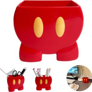 Cute Pen Pencil Holder for Desk Organizer, Cartoon Mouse Bathroom Storage Decor, Whiteboard Dry Erase Marker Holder, Makeup Brush Holder, Desktop Organizer Basket for Accessories(Red)
