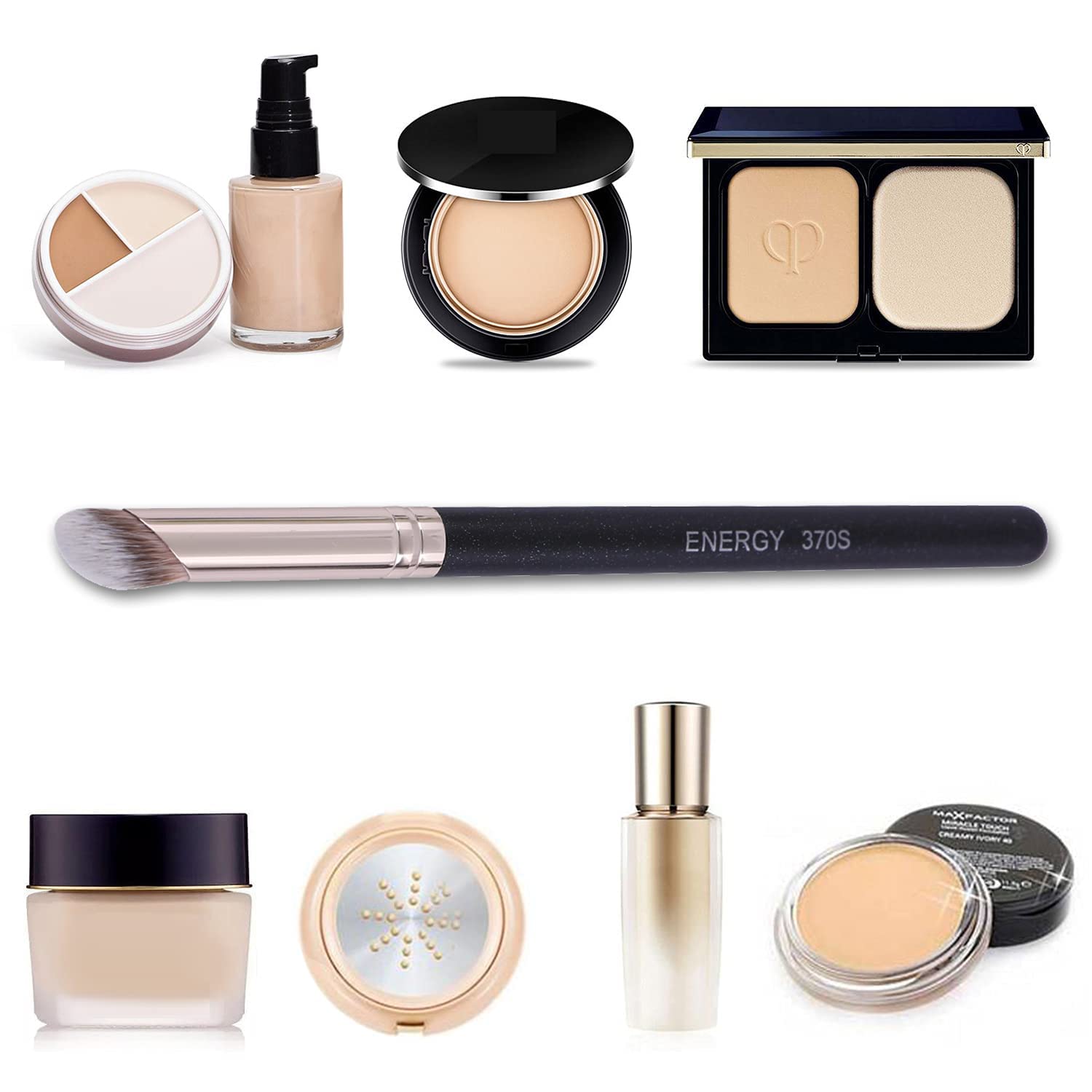 ENERGY Angled Flat Concealer Brush Under Eye Concealer Nose Contour Brush for Bronzer Liquid Foundation Cream Cosmetic Press Powder Concealer Palette Blending Buffing Stippling Brush Small 370S - Image 4