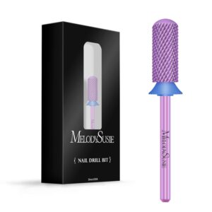 MelodySusie Safety Nail Drill Bits, 3/32'' Smooth Round Top Small Barrel Carbide Bits, Fast Remove Acrylic or Hard Gel for Manicure Pedicure Salon Professional or Beginner, Purple, Medium