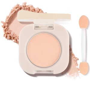 Single Matte Eyeshadow with Brush, Apricot Eye-Shadow Palette Makeup Kit, Silky Fine High Pigment Eye Shadow Powder with Lightweight & Ultra-Blendable Formula for Daily Natural Eye Make-Up (#04)