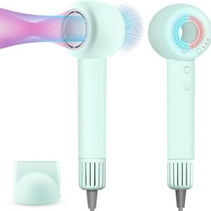 160000 RPM High Speed Hairdryer, Brushless Motor, 500 Million Negative Ionic Blow Dryer, Travel Fast Drying Hairdryer, Low Noise, Lightweight, Quiet Blowdryer with Nozzle, Home Use, Mint Green