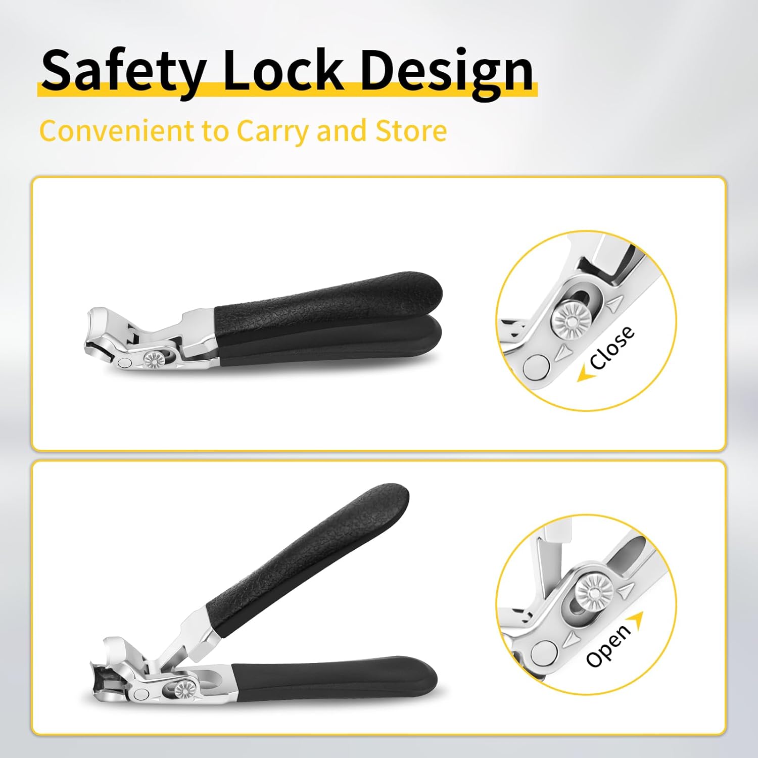 Angled Head Nail Clippers for Seniors Thick Toenails, Ergonomic Wide Jaw Large Toenail Clippers for Men Women, Ultra-Sharp and Durable Fingernail Clipper Cutter with Catcher, Black Long Handle - Image 5
