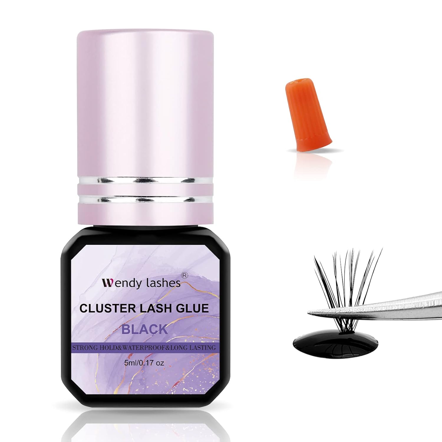 Lash Cluster Glue Eyelash Black Sensitive Fast Drying Waterproof Lashes-Glue Individual Long Lasting DIY Lashes Extension Strong Hold-for Using at Home(5ML)