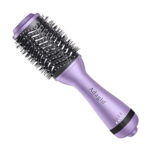 Blowout Brush: 2-in-1 Hot Air Brush Styler and Dryer - Negative Ion Round Brush - Hair Dryer Brush with Straightener Function - Hair Styling Tools for Women… (3-inch, Lavender)