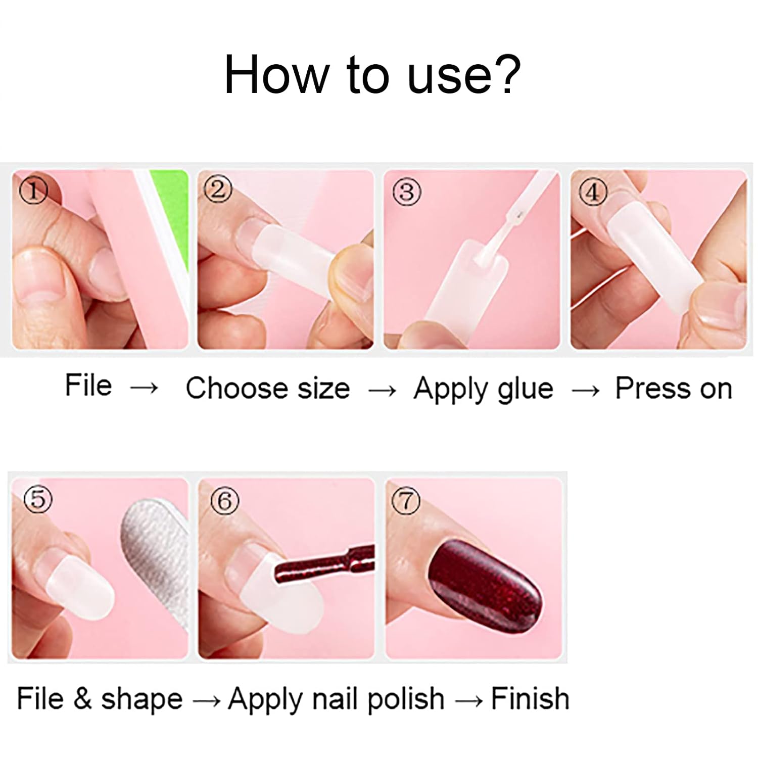Square Nail Tips Half Cover 500Pcs Clear Acrylic Nails French Short False Nails with Box (Natural) - Image 7