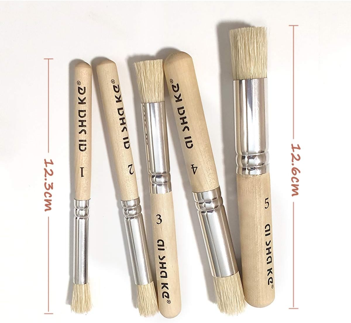 Auhoahsil Stencil Brushes Set, 5 Pcs Natural Bristle Wooden Handle Template Brushes for Wood Wall Model House Painting, Stencil Projects, Card Making, DIY, Crafts and Acrylic Oil Watercolor Painting - Image 2
