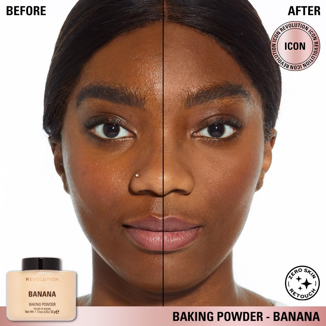 Revolution, Loose Baking Powder, Makeup Setting Powder, Long-Lasting Coverage, Mattifies & Reduces Shine, Banana, 1.12 oz - Image 4