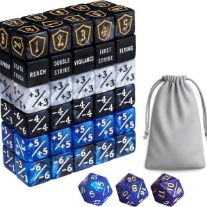63 PCS MTG Dice Counters with Bulk Abilities Keywords Counters and MTG Life Counters, Dice Set for MTG, TCG and Card Games, Magic The Gathering Accessories