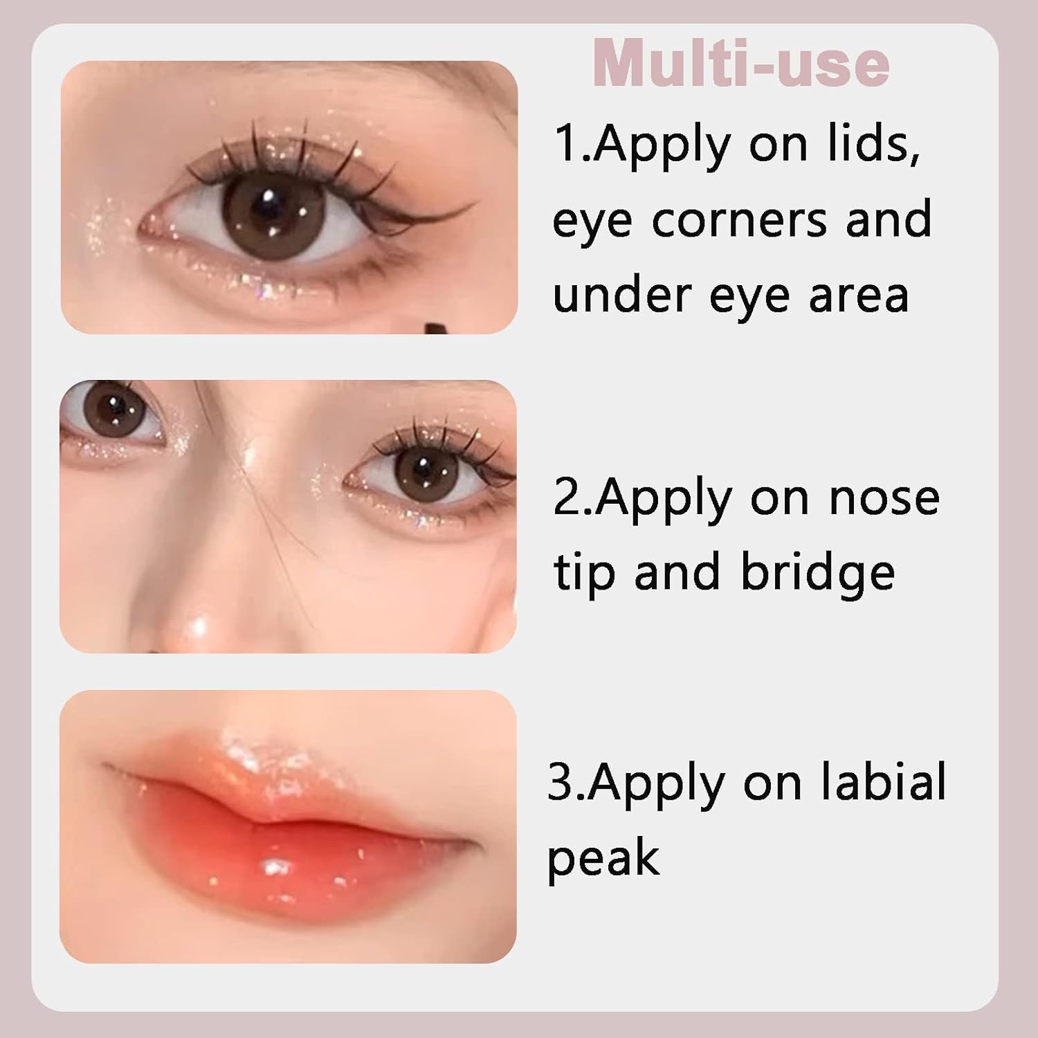 6Pcs Liquid Glitter Eyeshadow Eyeliner, Korean Makeup, Bling Under Eye Shadow, Shimmer Eye Make Up Valentine's Gift Set,Long Lasting,Quick Drying & Pigmented Loose Glitter Glue for Crystals Makeup - Image 8