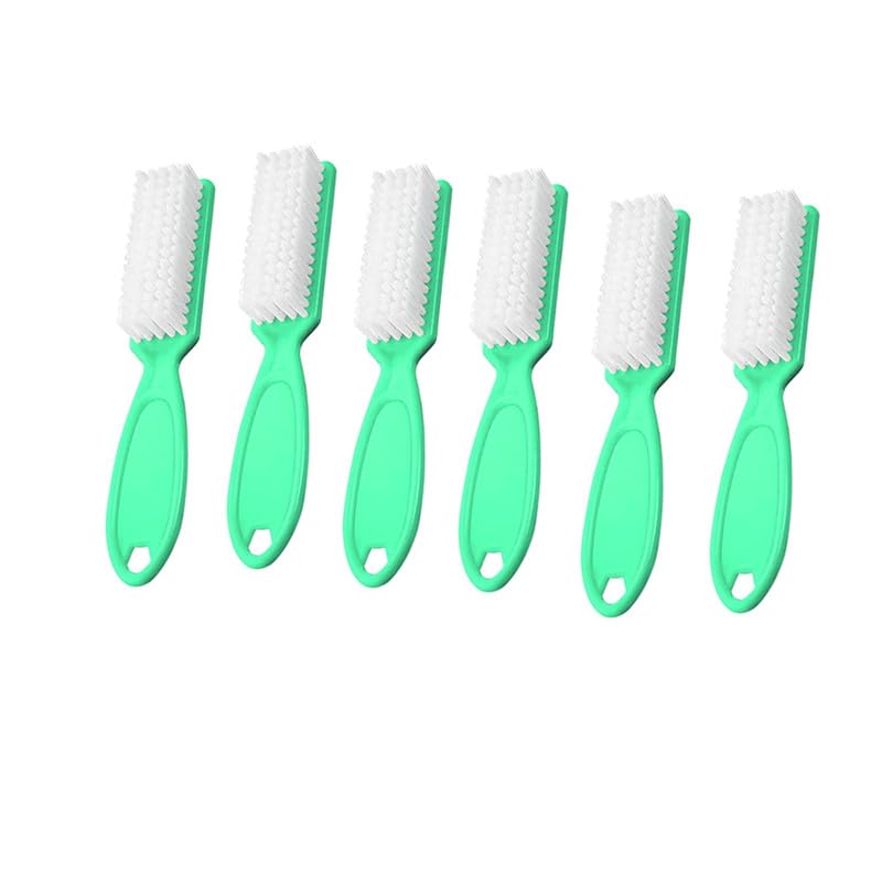 6Pcs Nail Brush for Cleaning Fingernails, Handle Grip Cleaning Brush for Nail and Toenail, Nail Dust Brush Manicure Pedicure Tools Scrubbing Brush Women Men Home Salon(Green)