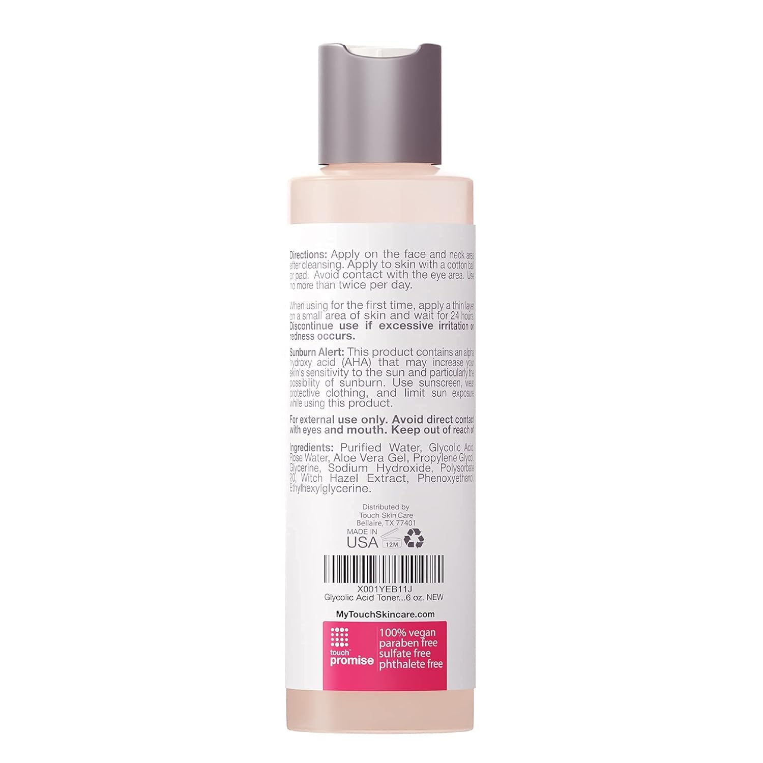 7% Glycolic Acid Toner with Rose Water, Witch Hazel, and Aloe Vera Gel – Alcohol & Oil Free Exfoliating AHA Face Toner – Improves Wrinkles, Dullness, Pores, Skin Tone & Texture, 6 oz. - Image 5