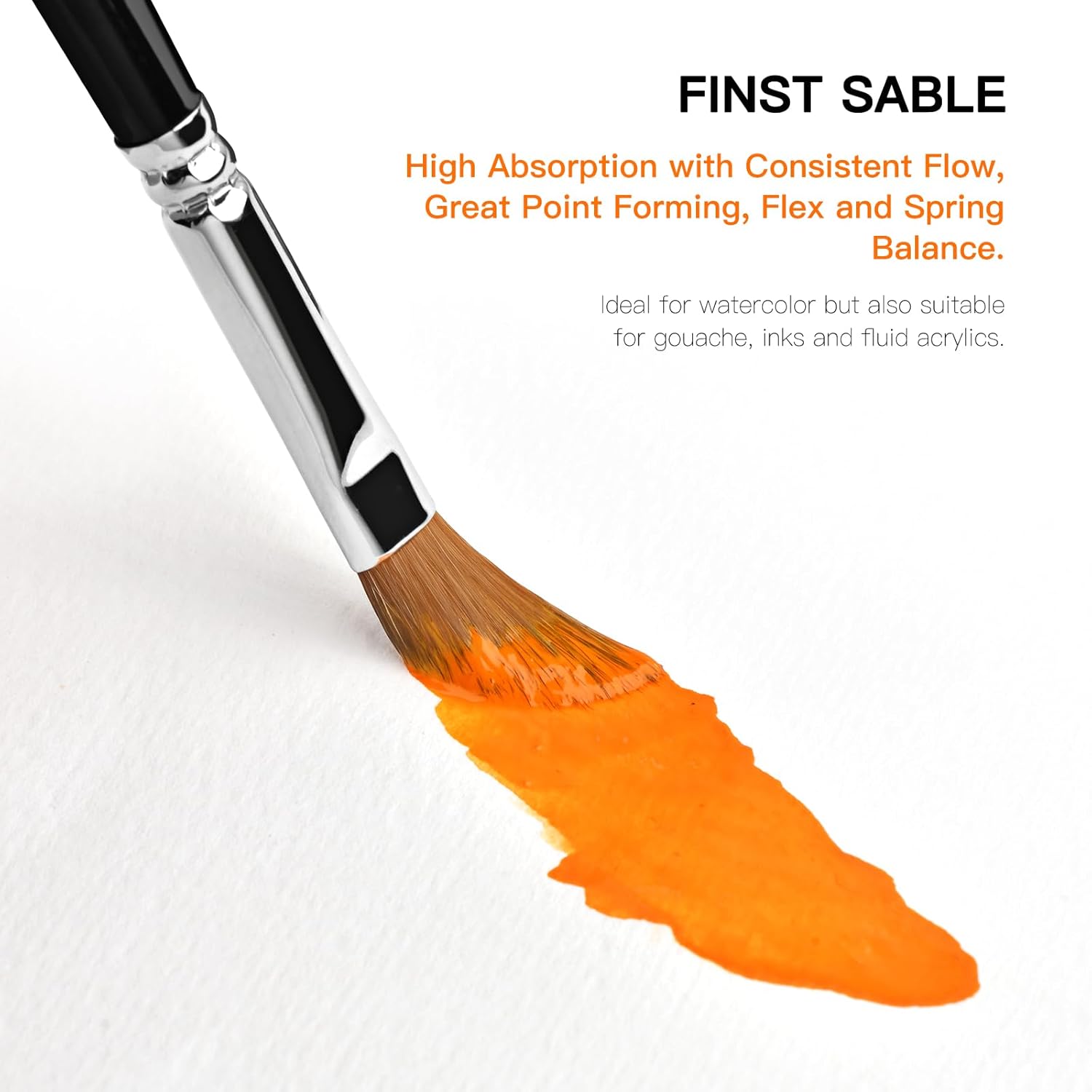 7-Piece Professional Kolinsky Sable Watercolor Brush Set Dagger Rounds Rigger Flat Fan - Image 3