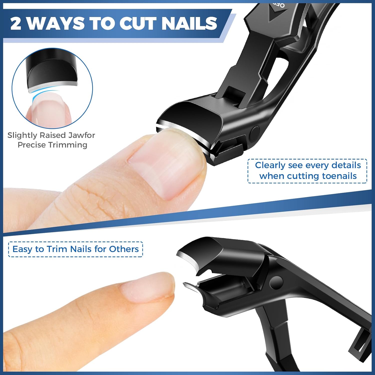 Toenail Clippers for Seniors Thick Toenails, Upgrade Angled Nail Clipper for Seniors, Toe Nail Clippers for Men with Wide Jaw Opening, Sharp Heavy Duty Fingernail Clipper Cutter with Catcher - Image 6