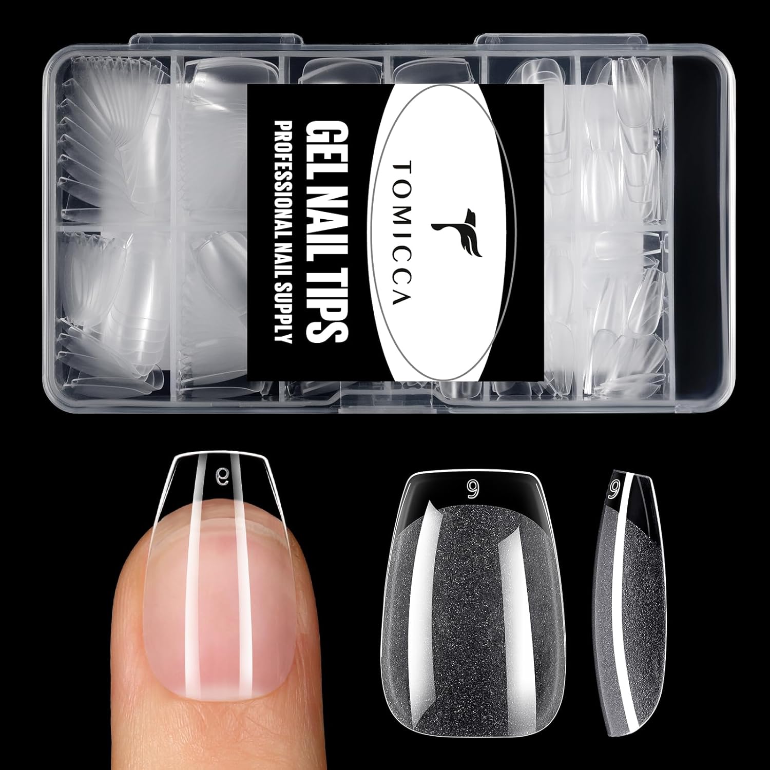 TOMICCA Clear Nail Tips Acrylic Nails 240Pcs Short Coffin Acrylic Nail Kit Gel Nail Tips Pre-shape Clear Nails for Beginner and Professional DIY Salon 12 Sizes - Image 9