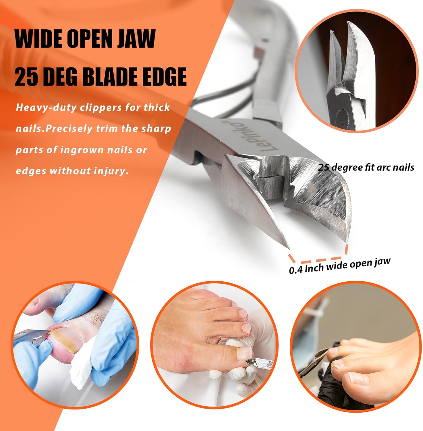 Heavy Duty Podiatrist Toenail Clippers for Thick and Ingrown Nails, Hand Forged Stainless Steel Toe Nail Clippers for Men Women Seniors - Image 6