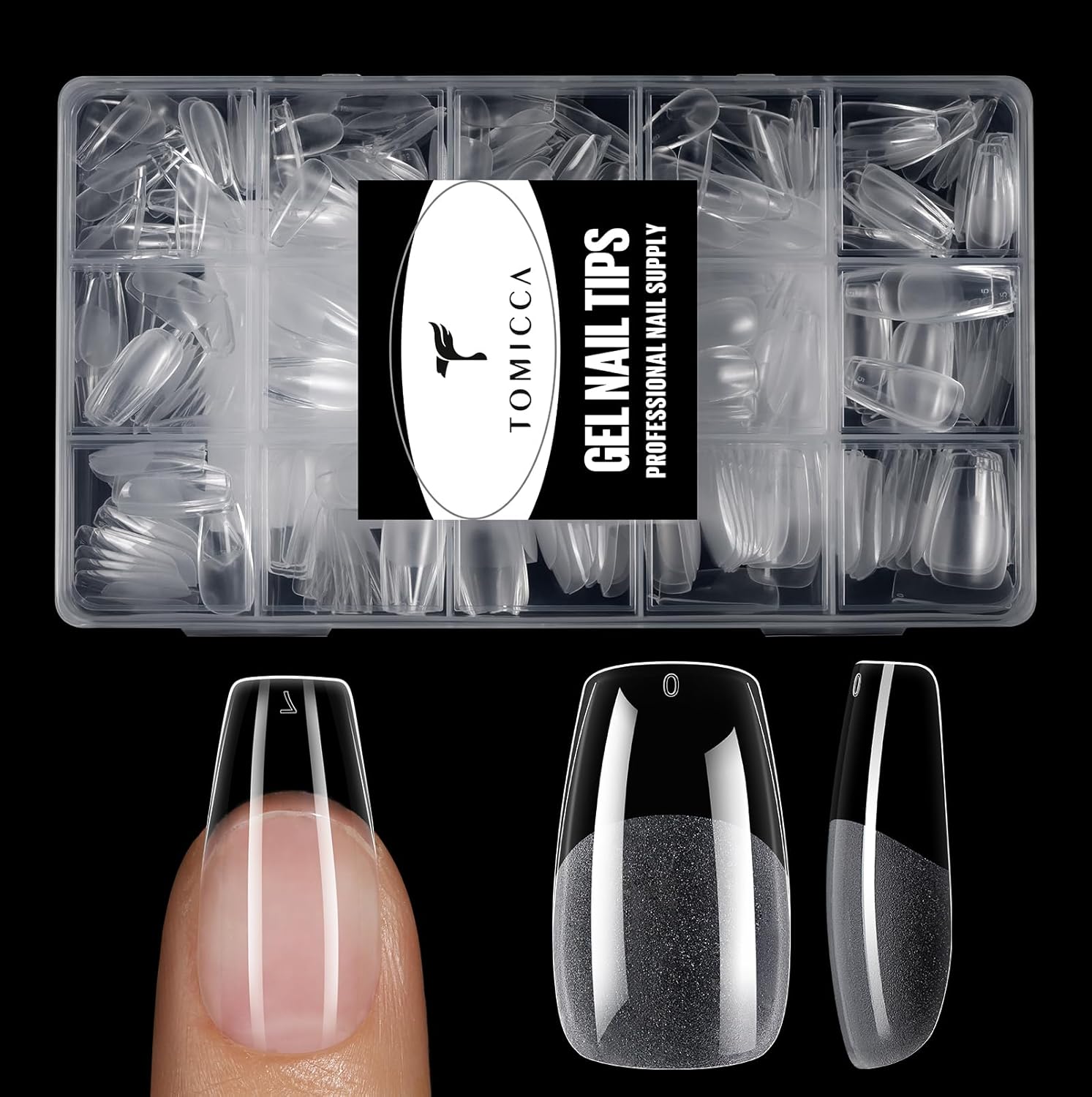 TOMICCA Clear Nail Tips Acrylic Nails 240Pcs Medium Coffin Acrylic Nail Kit 15 Sizes Clear Nails Pre-shaped Gel Nail Tips for Nail Extensions Home DIY Salon - Image 9