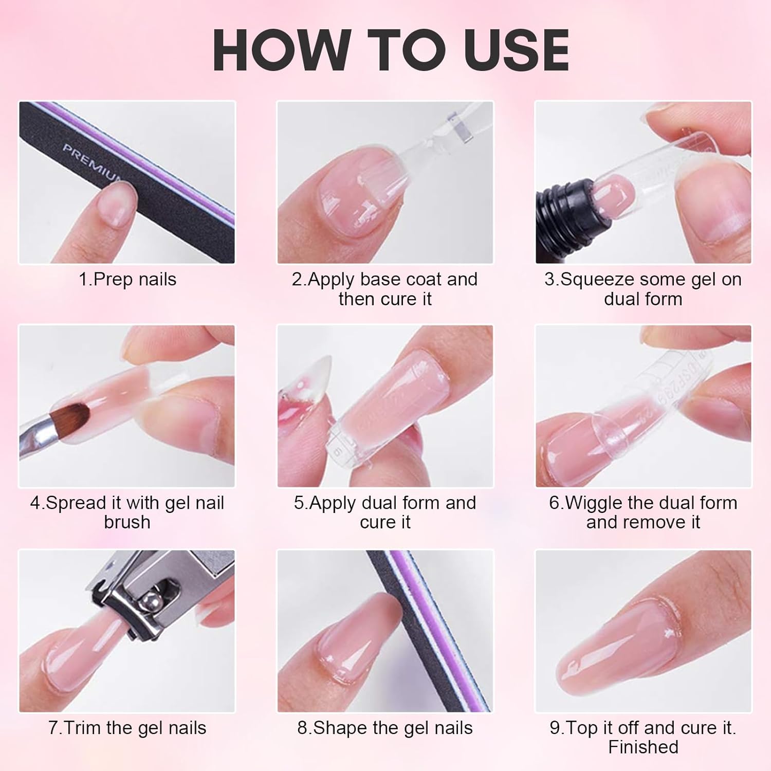 Makartt Poly Nail Gel-50ML Large Capacity-Dazzling Pink Color, Strong Builder for Extension Overlay Strengthener 3D Diy, Long-lasting for Nails French Manicures Home Salon-Pink Flare - Image 8