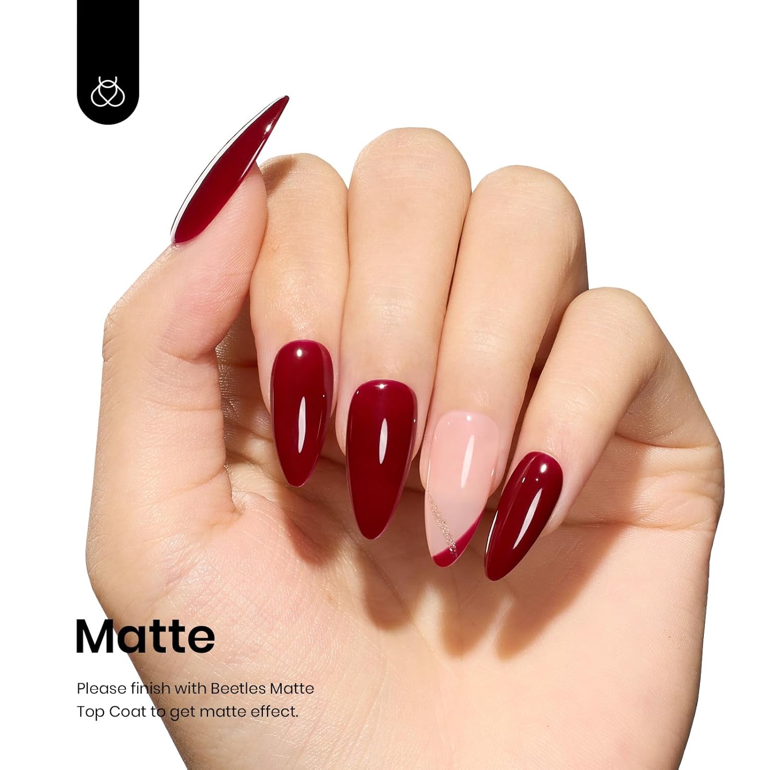 Beetles Dark Red Gel Polish, 15ml Full Maroon Red Gel Nail Polish Soak Off Nail Art Manicure Salon DIY Design at Home Gifts for Woman - Image 5