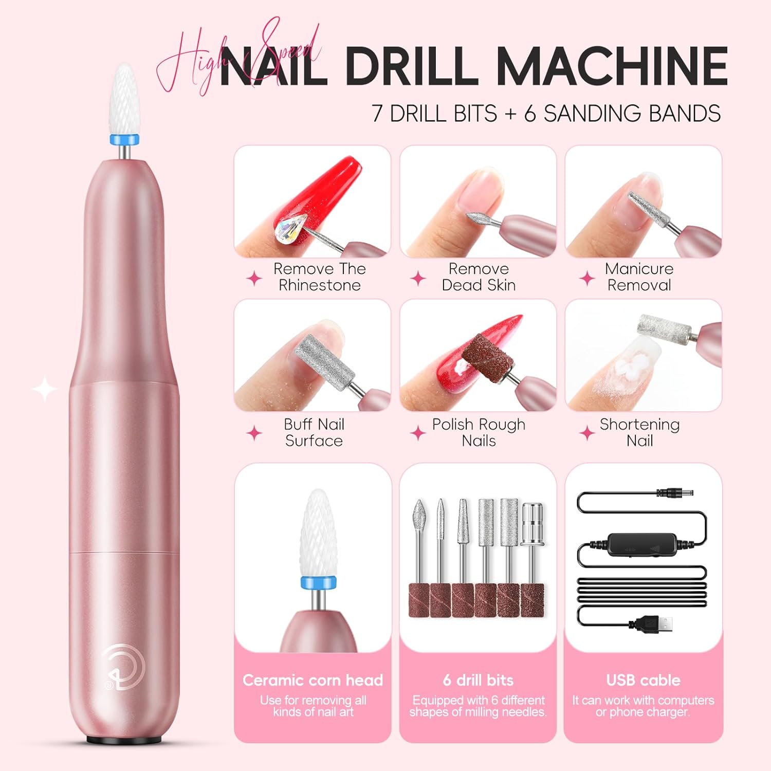 COSCELIA Acrylic Nail Kit with Everything, Pink White Nude Clear Acrylic Powder with Drill U V Light Sequin Glitter Decoration Powders Base Top Coat Nails Kit for Beginners Home Nail DIY - Image 5