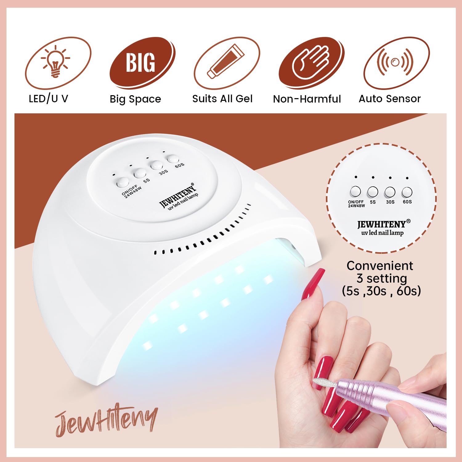 JEWHITENY 14 pcs Poly Gel Nail Extension Kit With Drill Machine U V Nail Light ALL In One Polygel Starter Kit - Image 5
