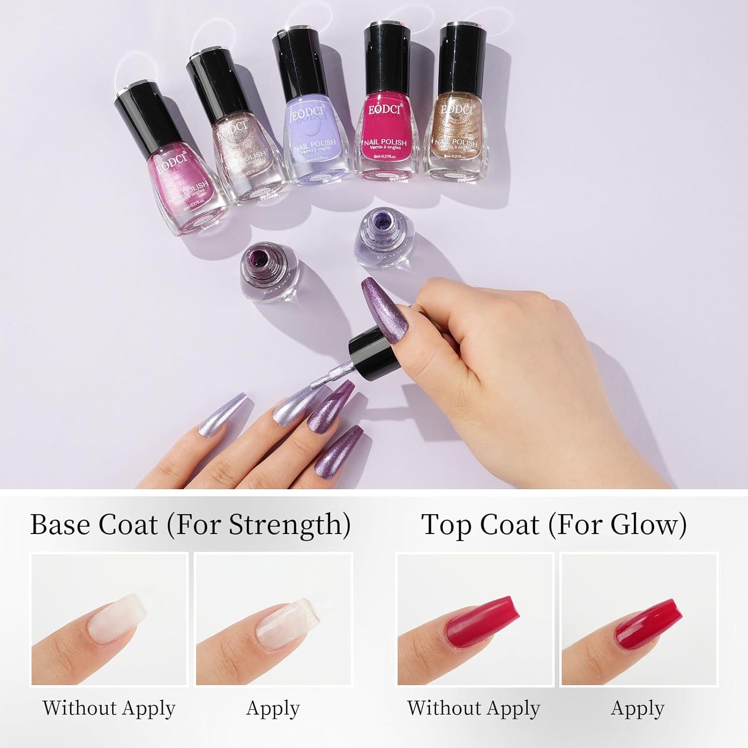 16 Piece Quick Dry Nail Polish Set 15 Vibrant Colors with 2in1 Base Top Coat - Image 4