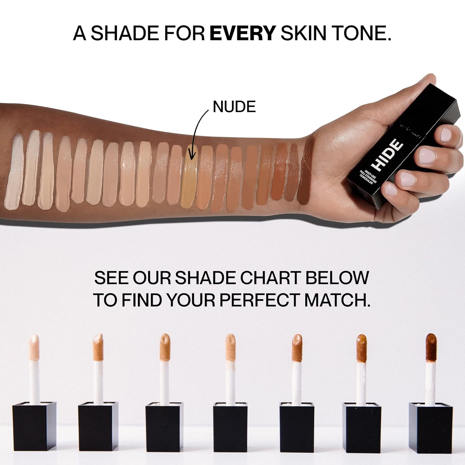 HIDE Liquid Concealer, Medium to Full Coverage Concealer for Blemishes, Under Eye Dark Circles & Scars, Oil Free Concealer, Nude (See Shade Finder), 0.5 fl oz - Image 2