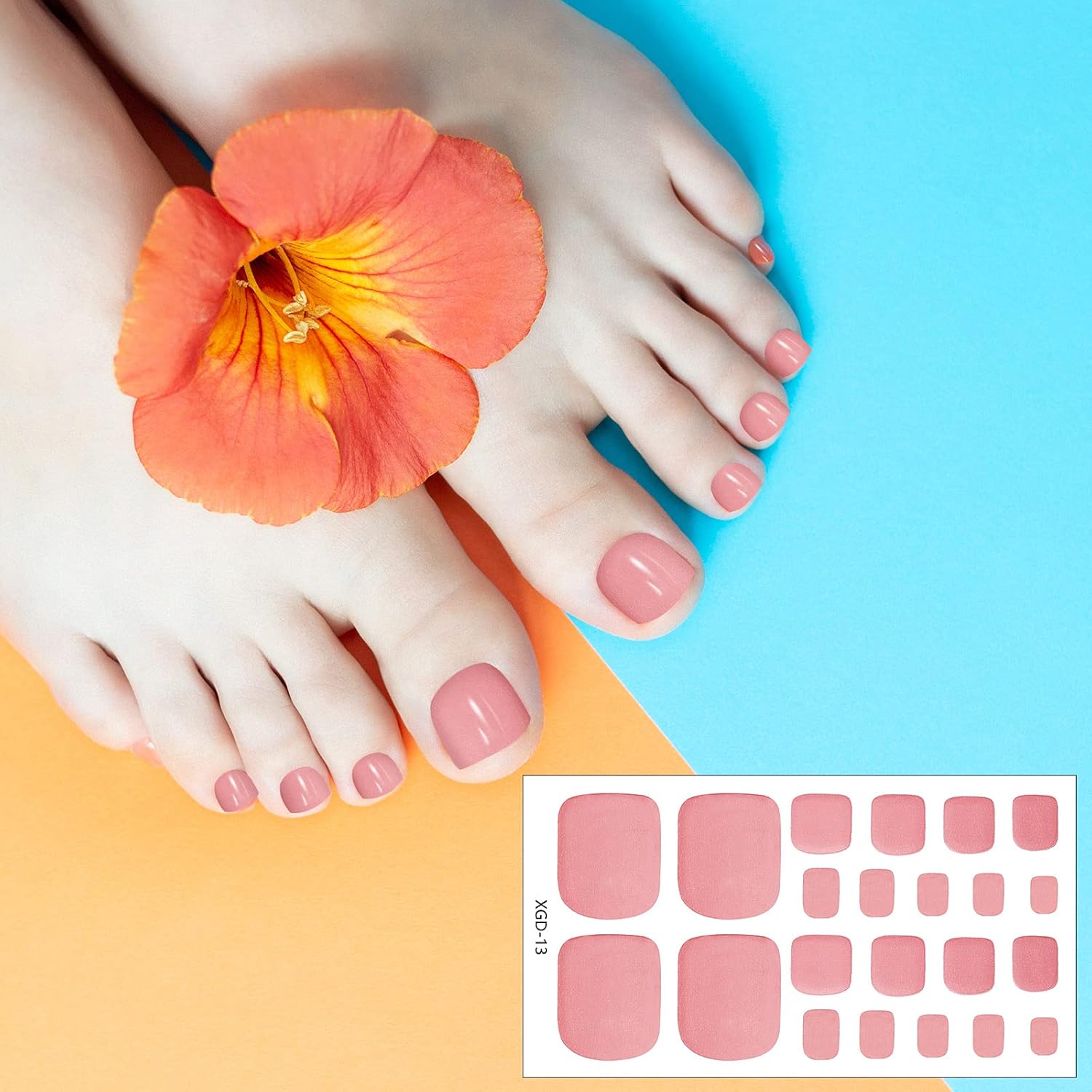 Maitys 352 Pieces 16 Sheets Toenail Polish Stickers Strips Adhesive Toe Nail Wraps Full Wraps Polish Strips DIY Manicure Decal with 2 Pieces Nail Files(Chic Color) - Image 5