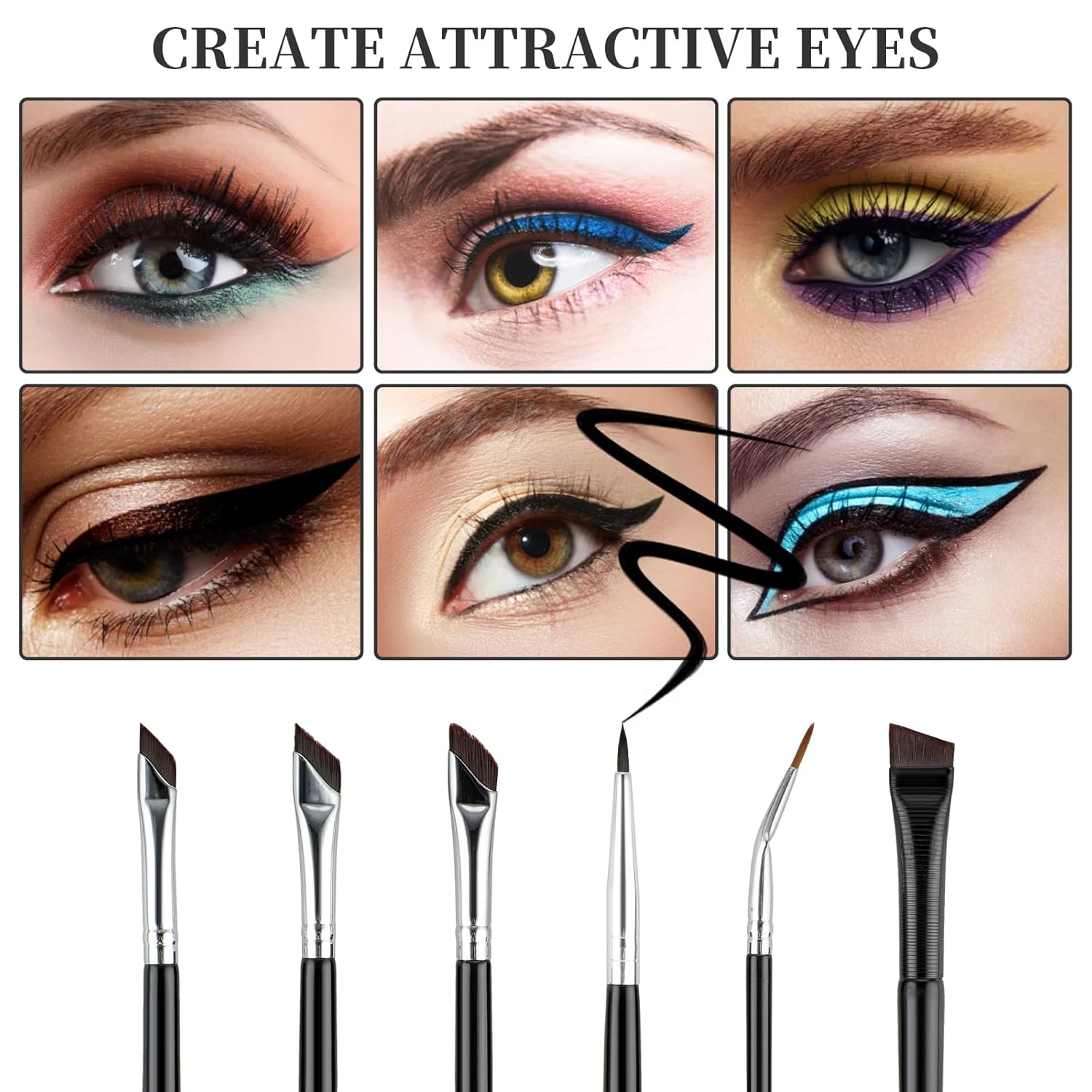 6Pcs Angled Eyeliner Brush Set, Ultra Thin Precision Eyeshadow Makeup Brushes Set Angled Brow Brush Makeup Tools for Eyeshadow Eyebrow Cosmetics - Image 8