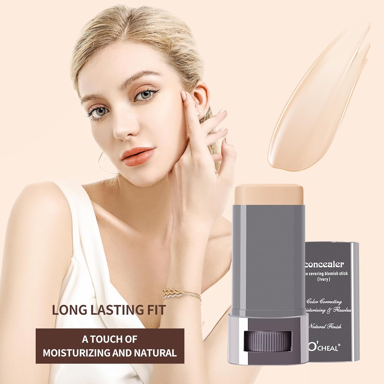 O'CHEAL Hydrating Concealer Stick Full Coverage Face Makeup for All Skin Types, Long Lasting Fit & Lightweight Formula, Cruelty-Free and Vegan (Natural, 1.06oz) - Image 2