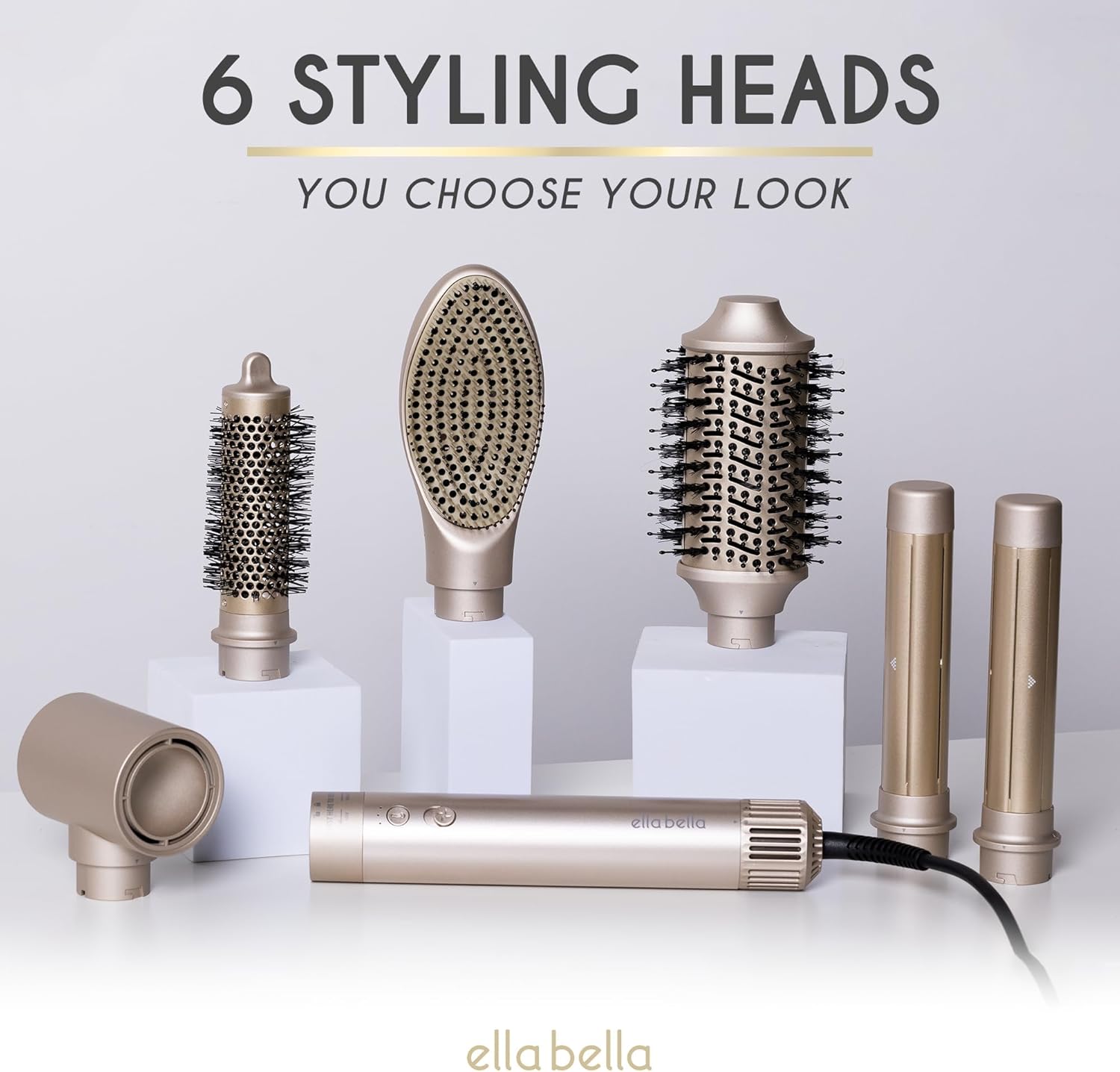 ELLA BELLA® 6 in 1 Professional Hot Air Styler • Powerful Hair Dryer & Straightener Set • Styling Without Heat Damage • Fast Drying Curling Volumizing Straightening • Includes Protective Travel Case - Image 8