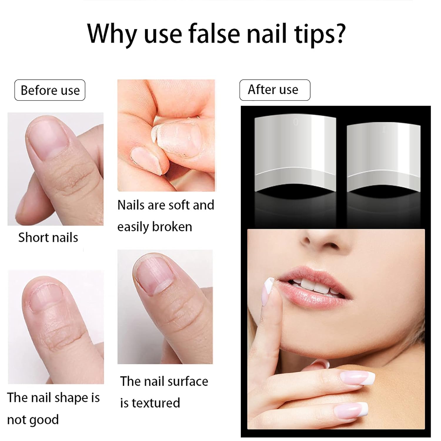 Square Nail Tips Half Cover 500Pcs Clear Acrylic Nails French Short False Nails with Box (Natural) - Image 2