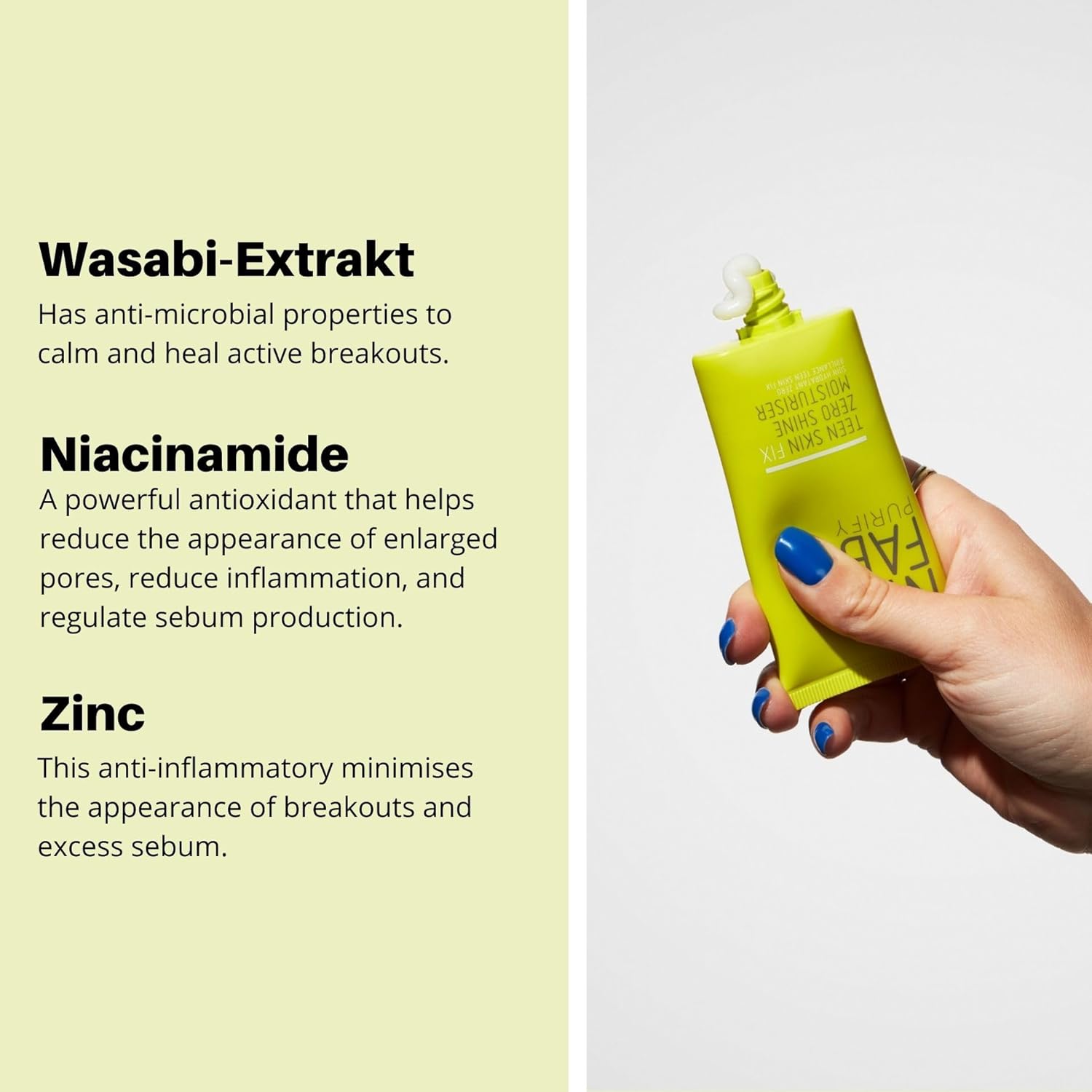 Nip+Fab Teen Skin Fix Zero Shine Face Moisturizer with Niacinamide and Antioxidant Wasabi Extract, Shine Free Mattifying Facial Cream for Oil Control Prevent Breakouts Even Skin Tone, 1.35 Ounce - Image 5