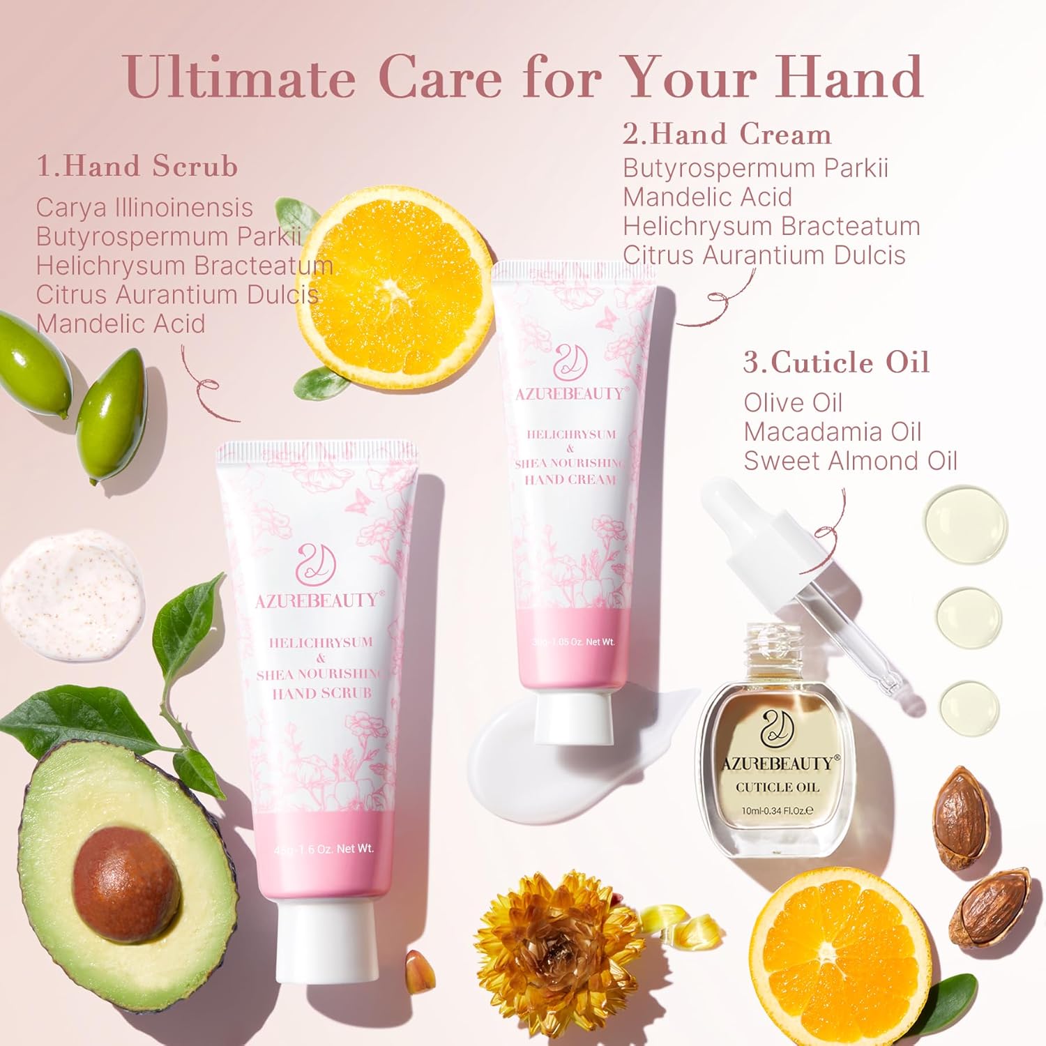 AZUREBEAUTY Dip Powder Nail Kit 28g/1Oz Nude Pink with Nourishing Hand Cream Hand Scrub Cuticle Oil Dipping Liquid Set Top/Base Coat Activator for Holidays Gift Set - Image 5