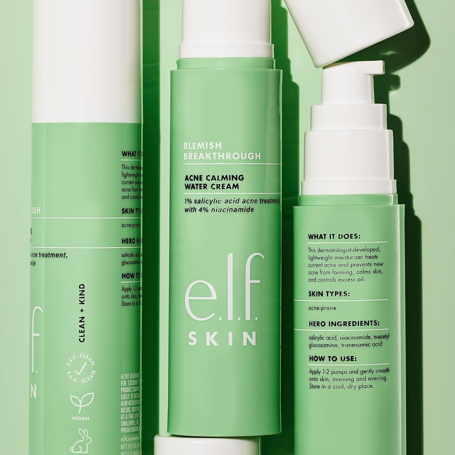 e.l.f. SKIN Blemish Breakthrough Calming Water Cream, Lightweight Blemish-Fighting Face Moisturiser, Prevents New Blemishes & Calms Skin - Image 4