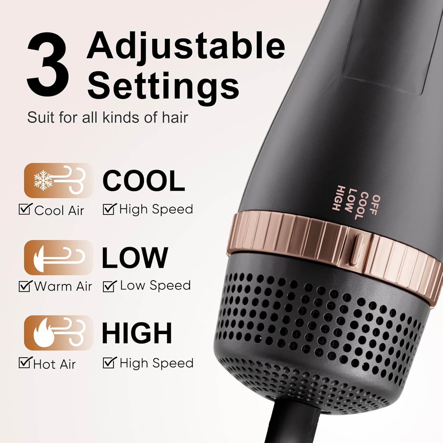 Hair Dryer Brush Set, DAILYLIFE Blow Dryer Brush with 5 Attachments, Multi Hair Styler for Salon Blowouts, Volumizing, and Straightening, Ionic Function, Frizz Free, with Glove - Image 4