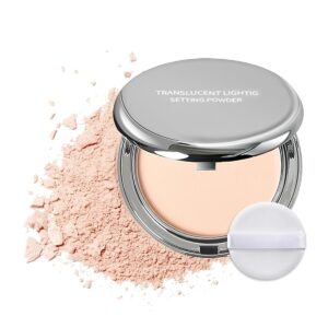 Pressed Mineral Powder Foundation,4-in-1 Matte Setting Powder with Concealer&Finishing Powder Makeup Color Correcting Medium to Full Flawless Coverage Foundation, Waterproof Long Lasting,Ivory