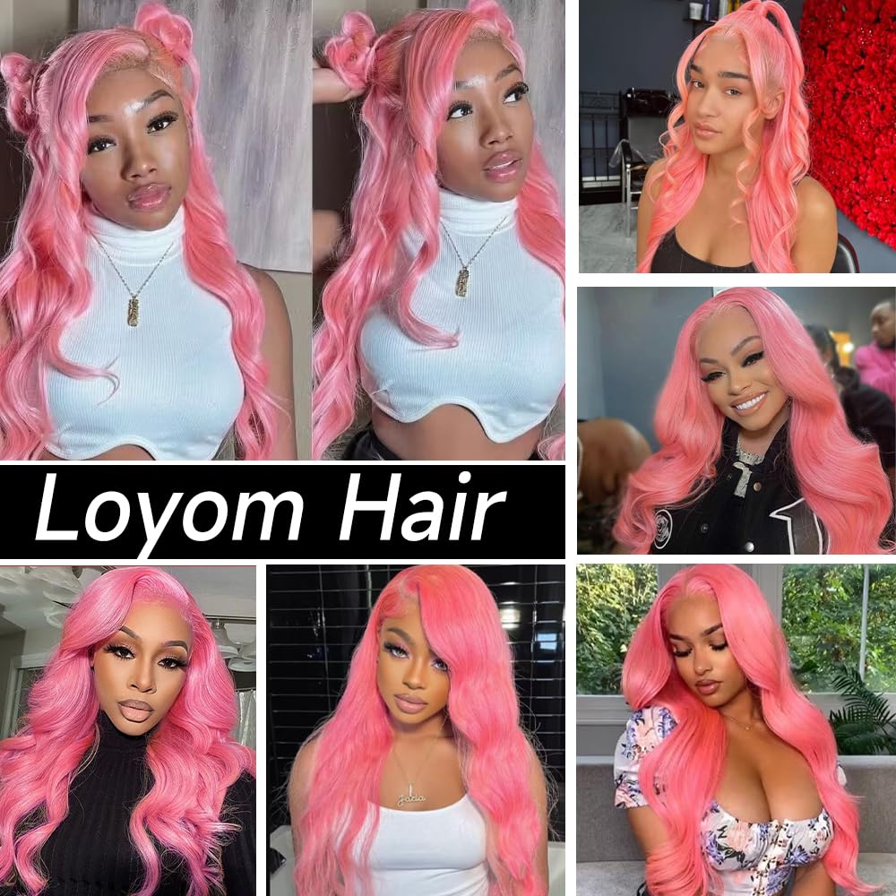 Pink Lace Front Wig Human Hair 13x4 Pink Wig Body Wave Lace Front Wigs Human Hair Pre Plucked Colored 12A 200 Density HD Lace Frontal Wig Human Hair With Baby Hair 22 Inch - Image 5