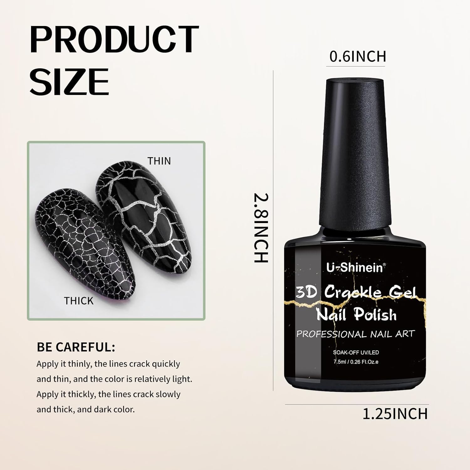 3D Crackle Gel Nail Polish, Magic Black Crackle Nail Polish, Amazing Crackle Effect Patterned Nail, Long-lasting & Cool Crackle Air Dry UV LED Lamp Needed Nail Gel Polish - Image 5