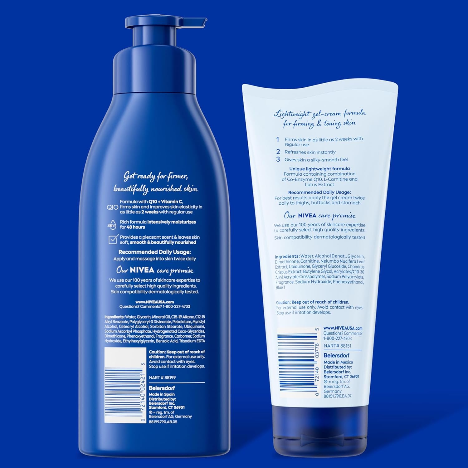 NIVEA Nourishing Hydration Skin Firming Body Lotion (16.9 Fl Oz) + Skin Firming & Toning Body Gel Cream with Hyaluronic Acid (6.7 Oz), Enriched with Q10 and Vitamin C - Image 9
