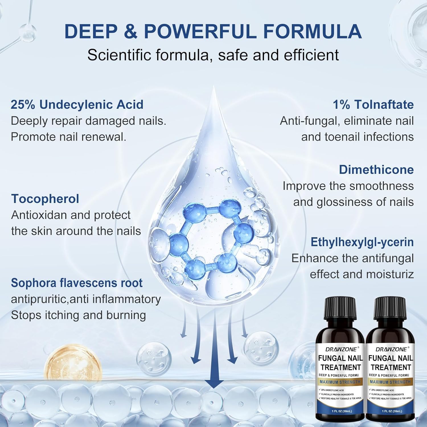 Extra Strength Toenail Fungus Treatment 25% Undecylenic Acid 30ml Damaged Nail Solution - Image 3