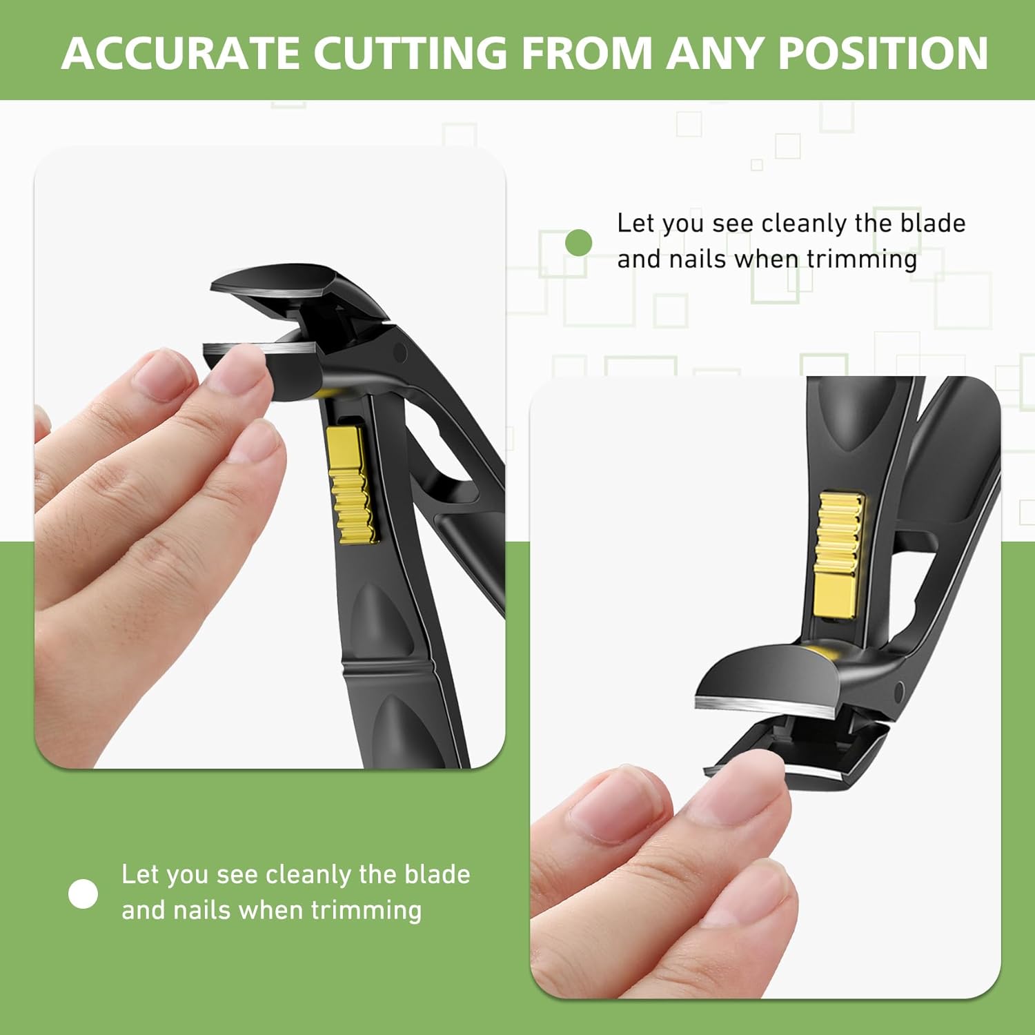 BALUCA Curved Cutting Jaw Toenail Clippers for Seniors for Thick Toenails, Ergonomic Large Toe Nail Clippers for Men, Long Handle Fingernail Clipper Cutter with Catcher - Black - Image 6