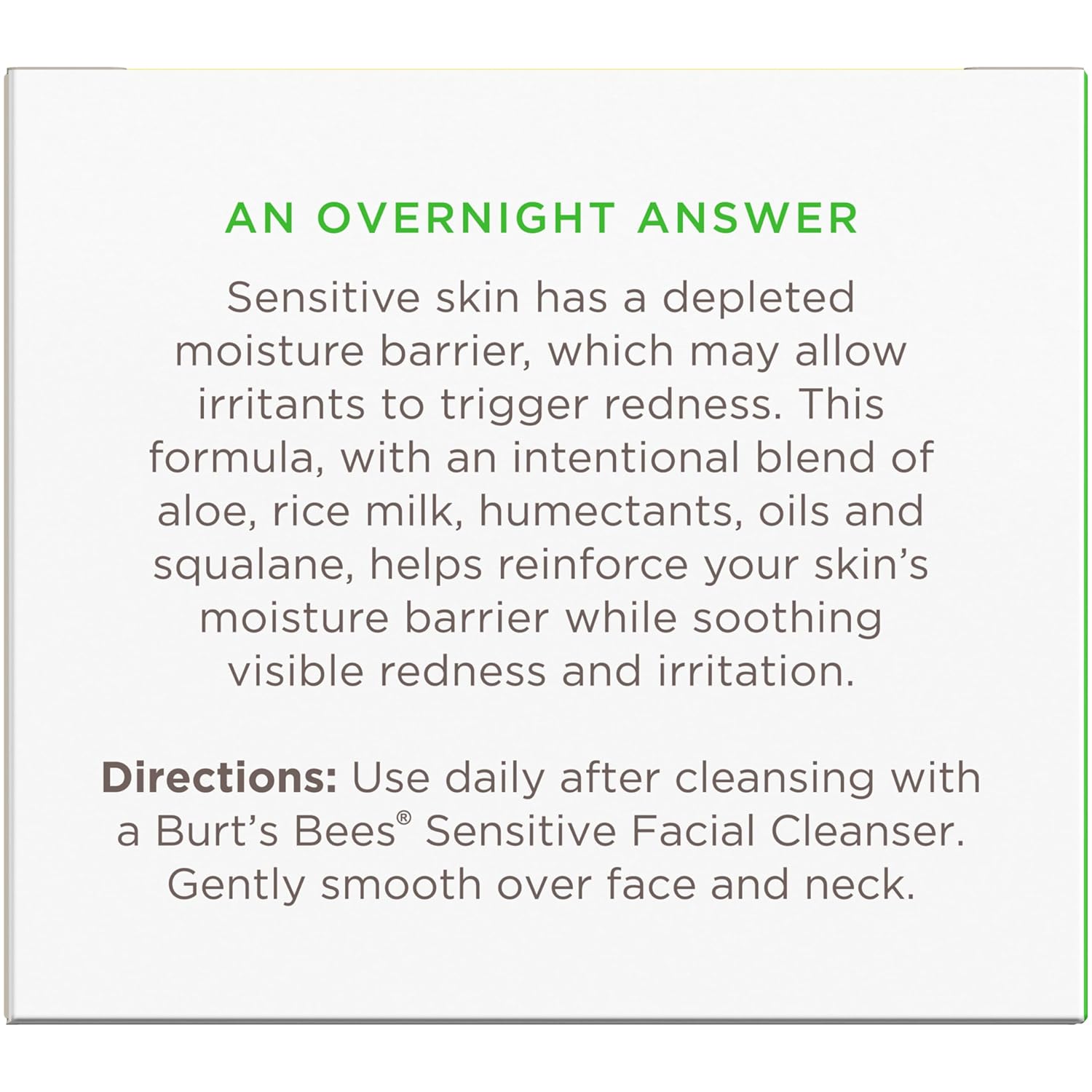 Burt's Bees Calming Night Cream, With Aloe and Rice Milk, Face Moisturizer For Sensitive Skin Infuses Skin With Moisture While You Sleep, 98.8 Percent Natural Origin, 1.8 oz. Tub - Image 17
