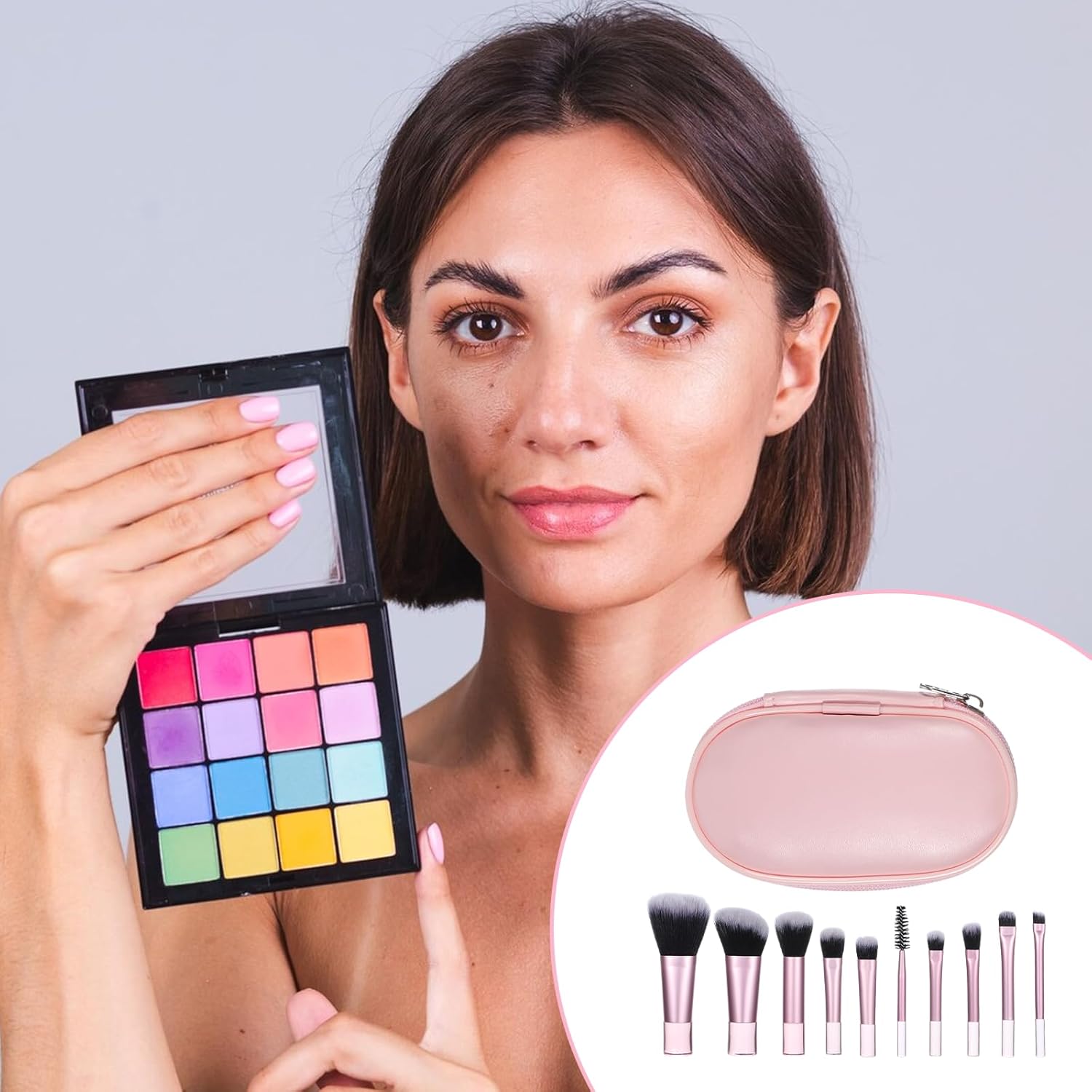 10 Pcs Mini Travel Makeup Brush Set With Pouch Pink Portable Travel Size Makeup Brushes Professional Cosmetic Brush Travel Essentials kits for Women Girls Brush Blush Powder Eye Shadow - Image 5