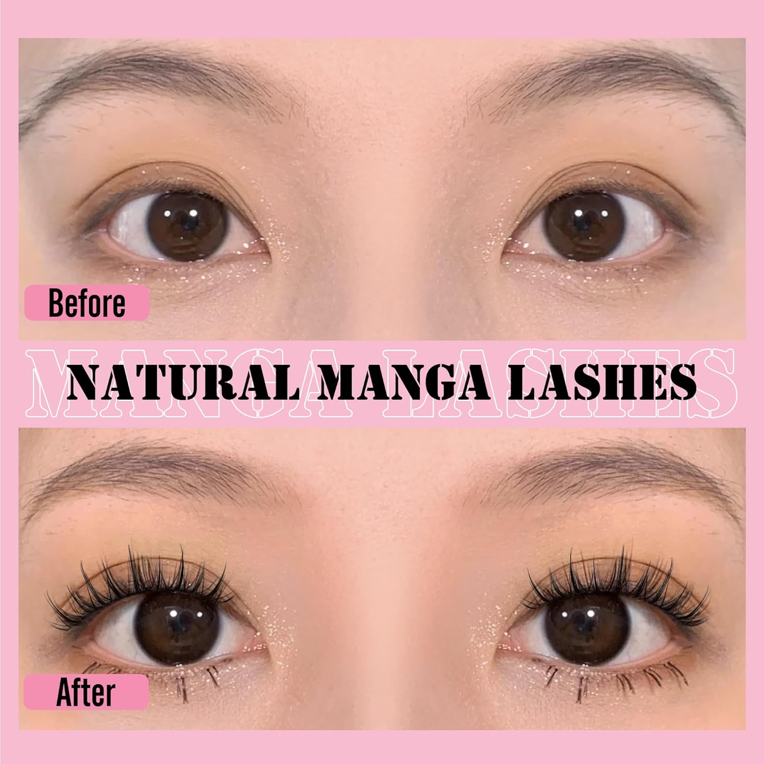 EYDEVRO Manga Eyelashes - Natural Look Anime Lashes with Clear Band - Asian Korean Style - Cute Anime Eyelashes - Wispy 3D Lashes - 7 Pairs Pack - Image 3