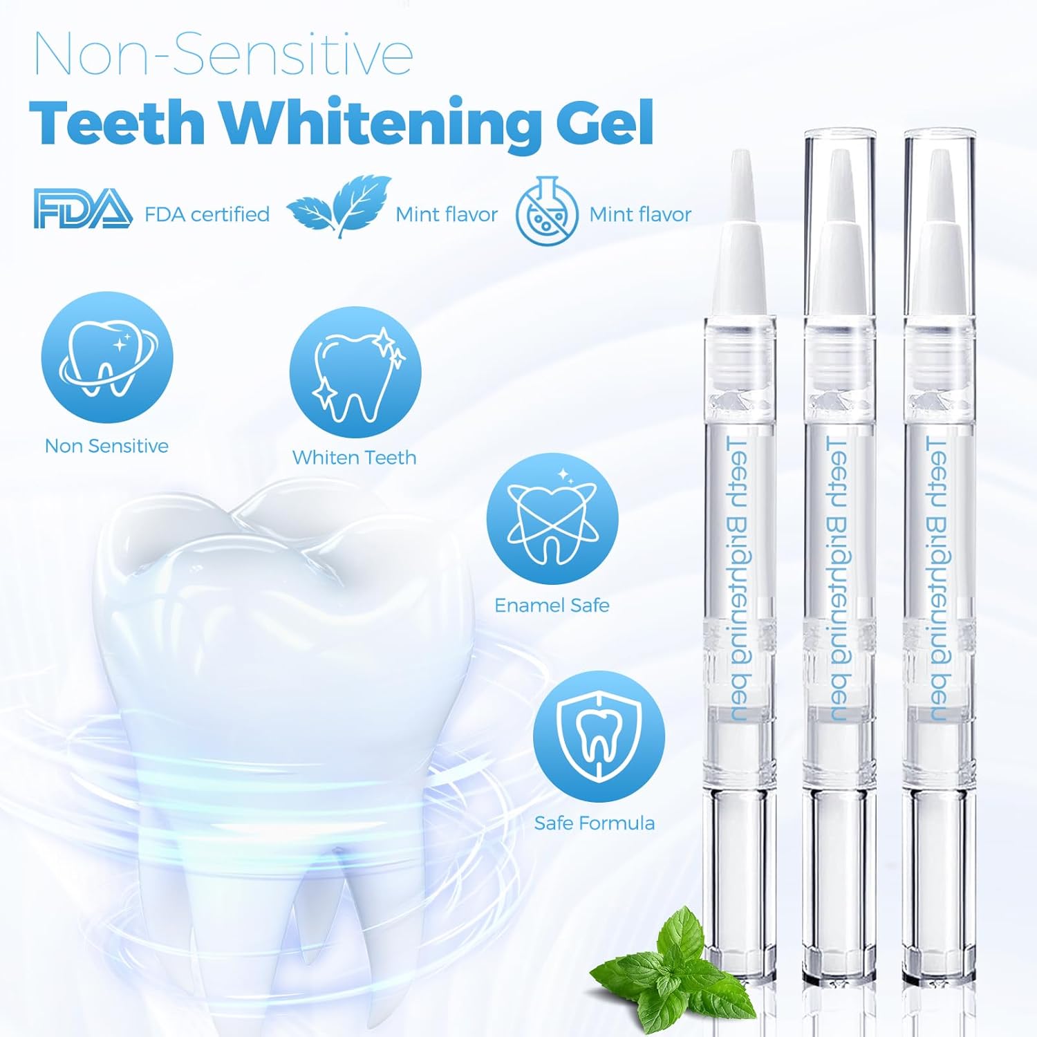 Teeth Whitening Kit for Sensitive Teeth - 16 LED Light - 30 Min Professional Non-Sensitive Fast Teeth Whitener with 3 Carbamide Peroxide Whitening Gel and Shade Guide - White - Image 3