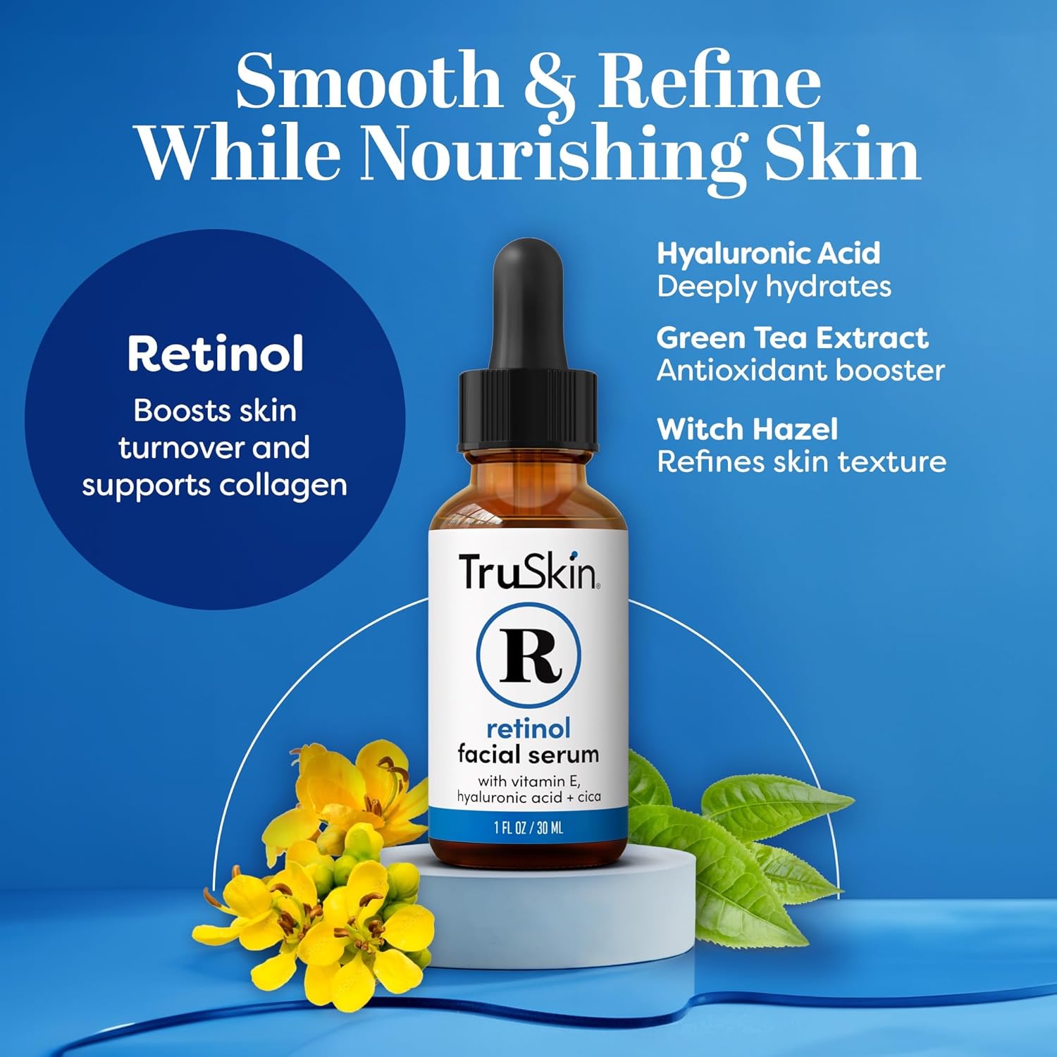 TruSkin Retinol Serum for Face – Gentle Anti-Aging Serum with Retinol, Hyaluronic Acid, and Vitamin E for a More Youthful Feel – Skin Care Made to Improve Look of Fine Lines, Wrinkles, 1 fl oz - Image 2