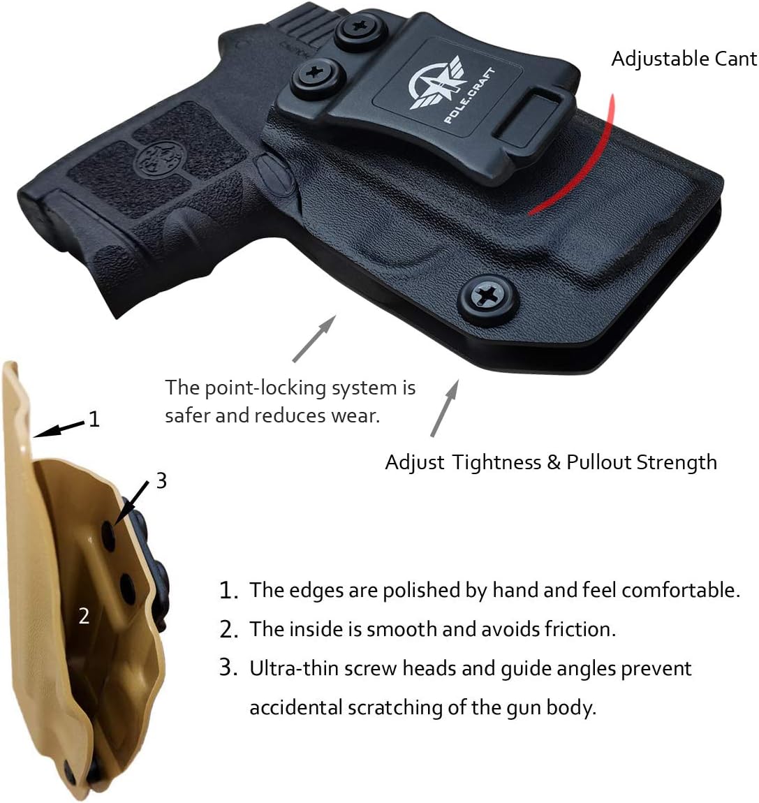 Bodyguard 380 Holster IWB Kydex Holster Fit: Smith & Wesson M&P Bodyguard 380 / Bodyguard 380 with Integrated Laser Pistol⎜Inside Waistband Carry⎜Adj. Cant Retention⎜Cover Mag-Button⎜No Wear⎜No Jitter - Image 3